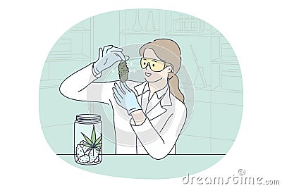 Laboratory research and chemical experiment concept Cartoon Illustration