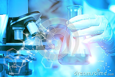 Laboratory Research - Scientific Glassware For Chemical Background Stock Photo