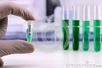 Scientist looking for COVID-19 vaccine Stock Photo