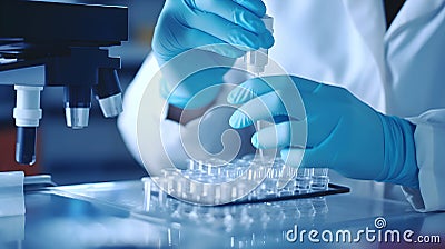Laboratory technician assistant analyzes various experimental samples, closeup, by Generative AI Cartoon Illustration