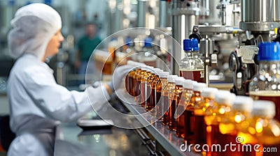 Laboratory Technician Inspecting Production Line AIG41 Stock Photo