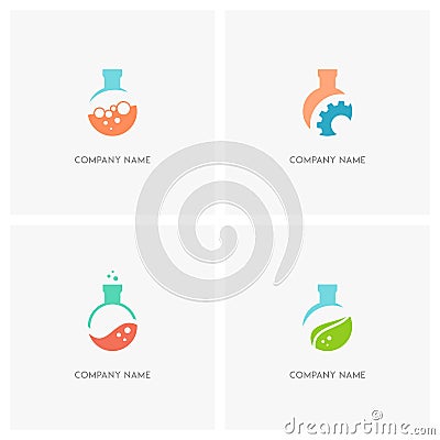 Laboratory test tube logo Vector Illustration