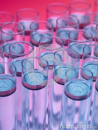 Laboratory test tubes filled with liquid substances Stock Photo