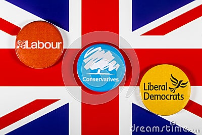 Labour, Conservatives and Liberal Democrats Editorial Stock Photo