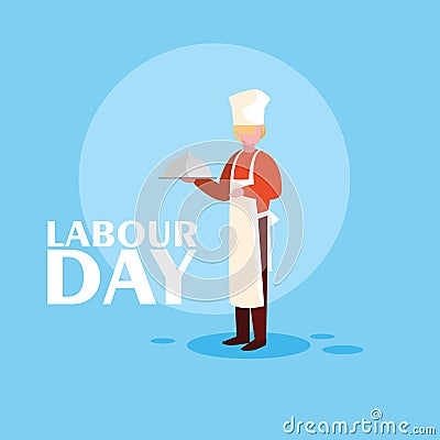 labour day celebration with professional chef Cartoon Illustration