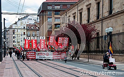 Labour day demonstration in Vitoria-Gasteiz Editorial Stock Photo