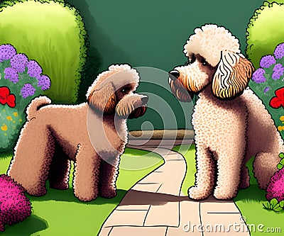 Labradoodle Dog, Generative AI Illustration Stock Photo