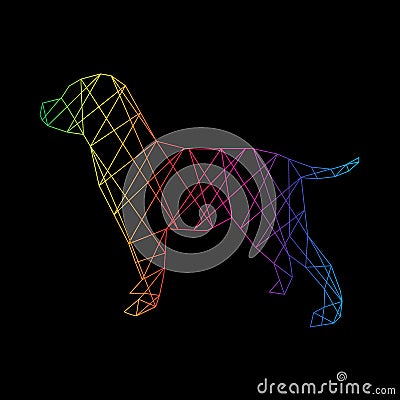 Labrador dog abstract isolated on a black backgrounds. Vector Illustration