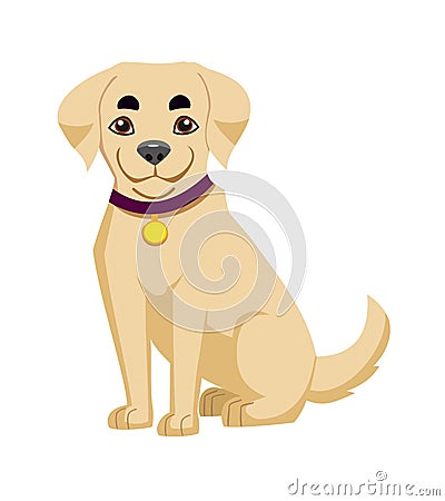 Labrador dog isolated on white background. Vector illustration. Cartoon Illustration