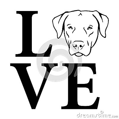 Labrador dog love on the white background. Isolated illustration Cartoon Illustration