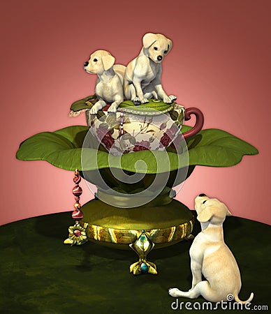 Labrador Puppies Cartoon Illustration