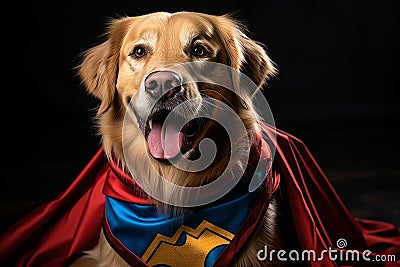 Labrador retriever as superdog with copy space, exemplifying leadership and superhuman power Stock Photo