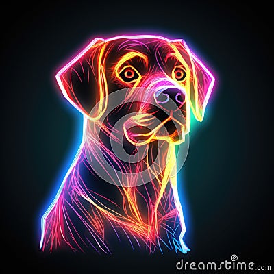 Labrador retriever. Neon outline icon with a light effect Stock Photo