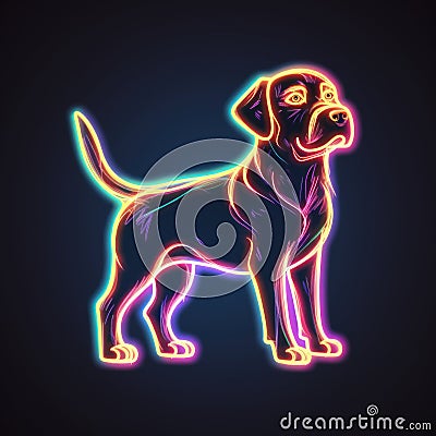 Labrador retriever. Neon outline icon with a light effect Stock Photo