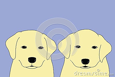 Labrador selfie two puppies Stock Photo