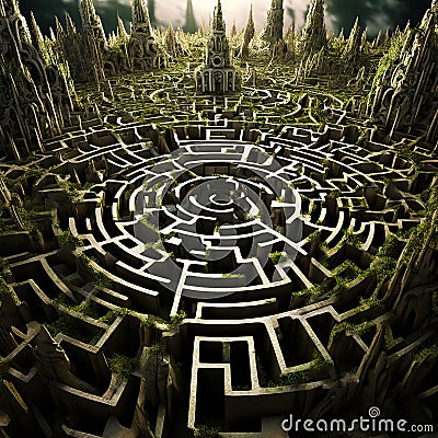 labyrinth cgi computer generated imagery used to create digita Stock Photo