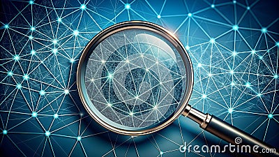 The Labyrinth of Clues: A Magnifying Glass Navigating a Complex Web AI generated Cartoon Illustration