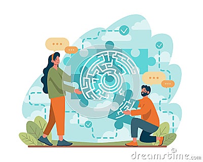 Labyrinth concept. Hard choice or confusion idea. Difficult decision Vector Illustration