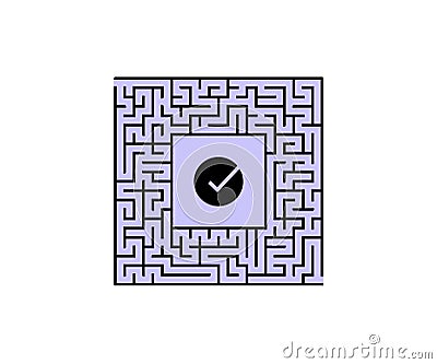 labyrinth with entry and exit, Maze challenge logo design. Line maze game. Medium complexity vector design and illustration. Vector Illustration