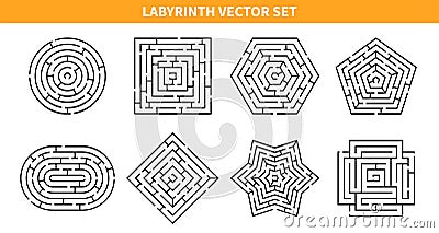 Labyrinth Game Vector Set Vector Illustration