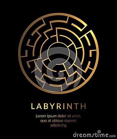 Labyrinth. Golden shiny decorative element Vector Illustration