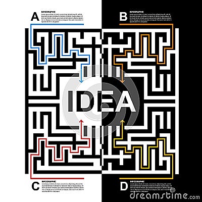 Labyrinth infographic design modern style concept. Vector Illustration