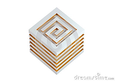 Labyrinth Isometric Cube Maze Isolated 3d Render Cartoon Illustration