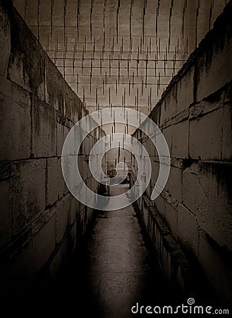 Labyrinth perspective for concept related to claustrophobia and claustrophobic people Stock Photo