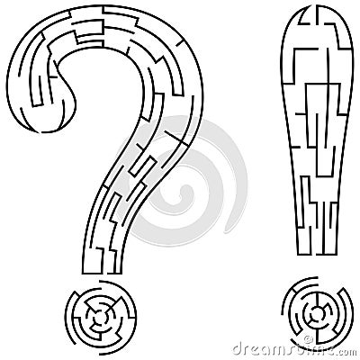 Labyrinth question and exclamation mark Vector Illustration