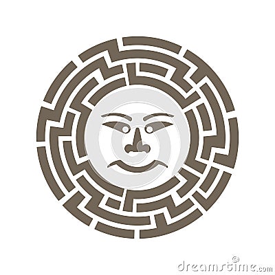 Labyrinth Round with Face illustration Vector Illustration