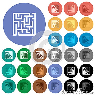 Labyrinth round flat multi colored icons Stock Photo