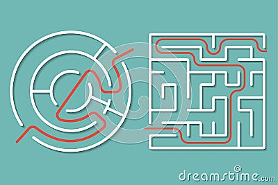 Labyrinth round and square shape Vector Illustration