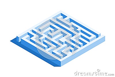 Labyrinth, square maze icon. Isometric template for web design in flat 3D style. Vector illustration Vector Illustration