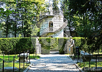 Labyrinth of Villa Pisani, famous venetian villa in Italy Stock Photo
