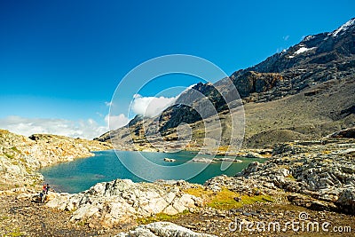 Lac du Milieu in Alpe d`Huez region Stock Photo