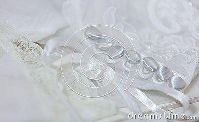 Lace background white dress wedding button bridal marriage gift Stock Photo