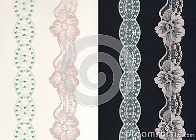 Lace borders on b/w background Stock Photo
