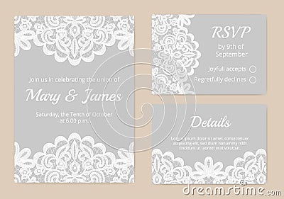 Lace cards for wedding Vector Illustration