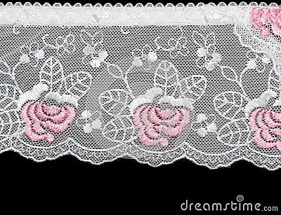 Lace decorated by pattern and decorative rose Stock Photo