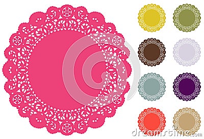 Lace Doily Place Mats, Pantone Fashion Colors Vector Illustration