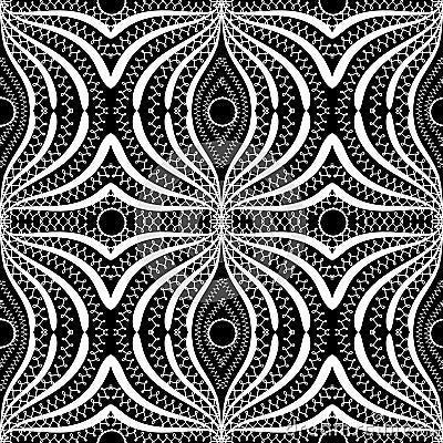 Lace elegance black and white abstract seamless pattern. Beautiful vector ornamental geometric background. Doodle hand drawn line Vector Illustration