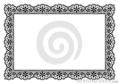 Lace frame with flowers. Embroidery handmade decoration. Vintage needlework. Vector Illustration