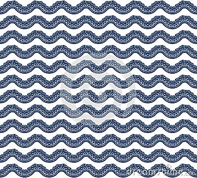 Lace ornamental seamless pattern. Sea bleu marine stripes, geometrical horizontal lines. White easy editable color Vector Illustration