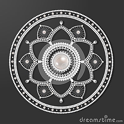 Lace and pearl circle flower vintage pattern vector Vector Illustration