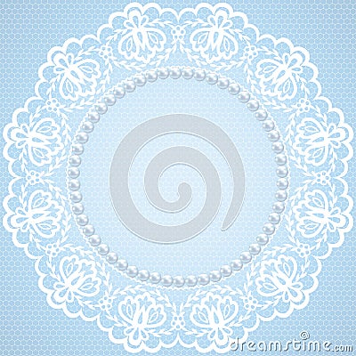 Lace and pearl frame Vector Illustration