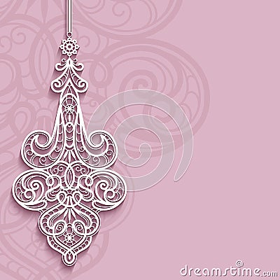 Lace pendant on ornamental pink background Vector Illustration