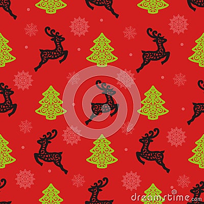 Seamless New Year pattern on a red background. Stock Photo