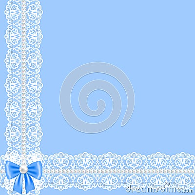 Lace ribbon and pearls Vector Illustration