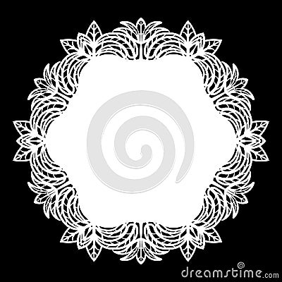 Lace round paper doily, lacy snowflake, greeting element, laser cut template, doily to decorate the cake, Vector Illustration