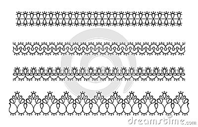 Lace seamless border isolated. Vector tracery ribbon, frill. Vector Illustration